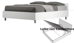 Letto Matrimoniale alla Francese Testata bassa Modello NUAMO Dimensioni 140x190 cm Stile Minimal Testata Bassa Colore Bianco Frassino