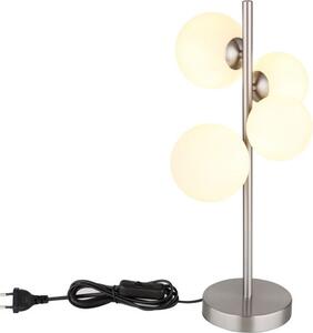 GLOBO LIGHTING Lampada da Tavolo Design Moderno in Metallo con Paralume in Vetro Opale colore Nichel Satinato - 56140-4T Riha