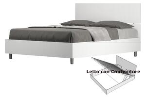Letto Matrimoniale alla Francese con Contenitore, Modello DEMAS Dimensioni 140x200 cm Stile Minimal ed Essenziale Colore Bianco Frassino