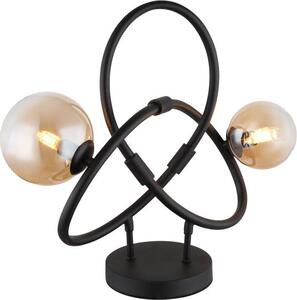 GLOBO LIGHTING Lampada da Tavolo Design Moderno in Metallo con Paralume in Vetro Ambrato colore Nero - 56141-2T Tuberius