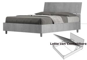 Letto Matrimoniale alla Francese con Contenitore, Modello DEMAS Dimensioni 140x200 cm Stile Minimal TESTA INCLINATA Colore Cemento