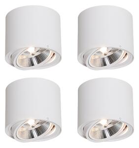 Set di 4 faretti da soffitto moderni bianchi orientabili e inclinabili AR111 - Rondoo Up