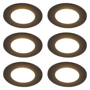 Set di 6 faretti da incasso moderni neri con LED dimmerabile a 3 livelli IP65 - Blanca