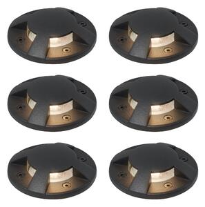 Set di 6 faretti da terra moderni neri GU10 50mm effetto 4 luci IP65 - Cellar
