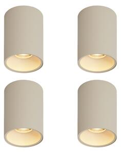 Set di 4 faretti moderni beige da superficie GU10 50mm rotondi - Deep