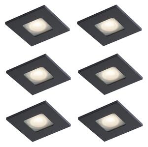 Set di 6 faretti da incasso moderni neri orientabili e inclinabili IP44 - Qure
