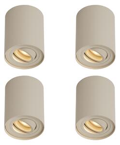 Set di 4 faretti moderni da superficie beige GU10 50mm ruotabili e inclinabili - Rondoo Up