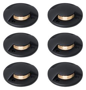 Set di 6 faretti da terra moderni neri GU10 50mm effetto a 2 luci IP65 - Cellar