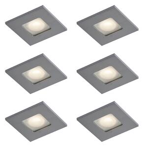 Set di 6 faretti da incasso moderni canna di fucile quadrati IP44 - Qure