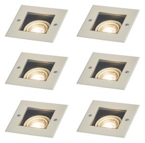 Set di 6 faretti da terra moderni beige GU10 50mm orientabili e inclinabili IP65 - Oneon
