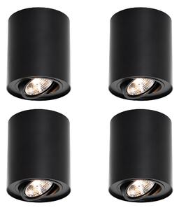 Set di 4 faretti da soffitto moderni neri regolabili AR70 - Rondoo Up
