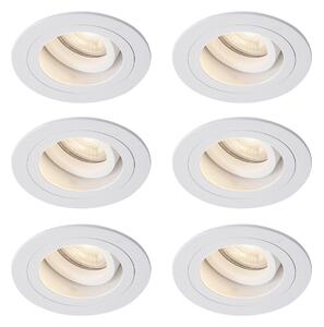 Set di 6 faretti da incasso moderni bianchi orientabili e inclinabili IP44 - Chuck