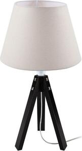 DecHome Lampada da Tavolo in Legno e Tessuto Base in Legno, Paralume in Tessuto Attacco E27 Dimensioni 30x22 cm colore Nero e Bianco - Deco
