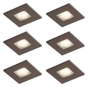 Set di 6 faretti da incasso moderni bronzo scuro quadrato IP44 - Qure