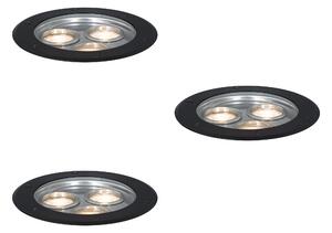Set di 3 faretti da terra moderni neri 3 luci IP65 - Tribus