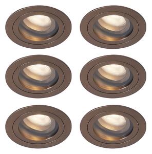 Set di 6 faretti da incasso moderni bronzo scuro orientabili e inclinabili IP44 - Chuck