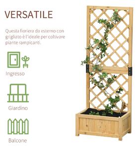 Outsunny Fioriera con Grigliato in Legno 60x40x160cm, Ideale per Piante Rampicanti, Design Elegante per Esterno/Giardino