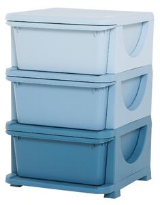 HOMCOM Cassettiera in Plastica Colorata per Cameretta con 3 Cassetti, Arredamento Casa e Asilo 37x37x56.5cm Blu|Aosom