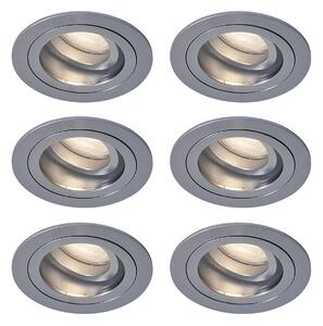 Set di 6 faretti da incasso moderni color canna di fucile orientabili IP44 - Chuck