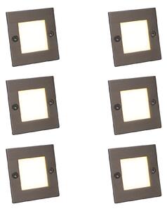 Set di 6 faretti da incasso moderni in acciaio con LED inclusi - Square 7