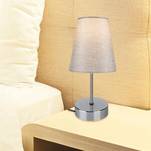DecHome Lampada da Tavolo in Metallo e Tessuto Base in Metallo con Paralume in Tessuto Attacco E27 Dimensioni 12x35,5 cm colore Cromo Beige - Estelya