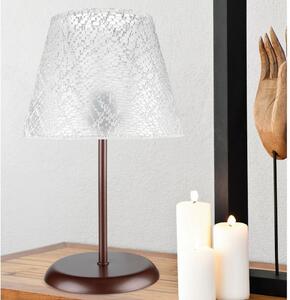 DecHome Lampada da Tavolo in Metallo Base con Paralume in Tessuto Ricamato Attacco E27 60W Dimensioni 25x39 cm colore Caff e Bianco - Elva
