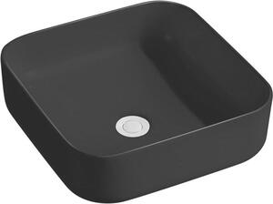 Beitz & Walz AqvaVetroceramica Vaso da appoggio "SlimRim" senza bordo sporgente 385 x 385 mm nero opaco