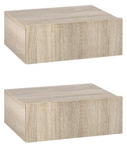 HOMCOM Set 2 Comodini Sospesi per Camera, Comodini Moderni con Fissaggio a Parete, in Legno, 40x30x15cm|Aosom