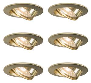 Set di 6 faretti da incasso rotondi inclinabili oro - Edu