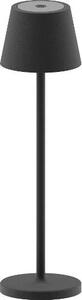 NEW MAJESTIC Lampada da Tavolo LED Ricaricabile Design Moderno 27 cm colore Nero - 120455 BK GAIA