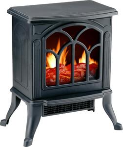 Stufa alpina - Caminetto elettrico con riscaldamento - Caminetto a libera installazione con effetto fiamma - Protezione contro il surriscaldamento - 800W/1500W - Nero - Dimensioni 39x25x54cm