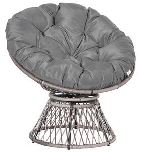 Outsunny Poltrona Sedia Papasan Girevole a 360° con Cuscino Giardino Rattan 87 × 97 × 90cm Nero