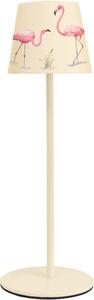 NEW MAJESTIC Lampada da Tavolo LED Senza fili Ricaricabile Design Moderno colore Panna con Fenicotteri - 120454 FG Alea Dulac