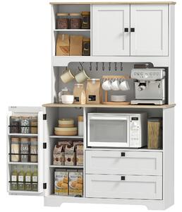 HOMCOM Credenza da Cucina con 3 Armadietti e 2 Cassetti, Mobile con Ripiani Regolabili e Portaspezie, 100x40x62 cm, Bianco | Aosom Italy