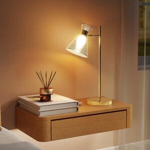 DecHome Lampada da Tavolo Moderna con Paralume in Vetro Regolabile Ambrato e Satinato, Attacco E27 colore Oro