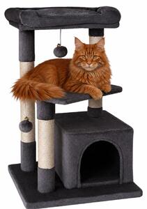 Tiragraffi per gatti lionto 75 cm con grotta, giaciglio e superficie in sisal, compatto e stabile, ideale per il gioco, il riposo e la cura degli artigli, grigio scuro