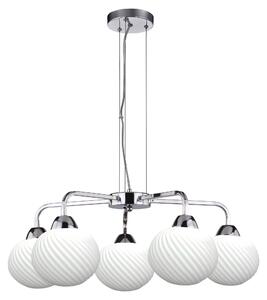 Apparecchio a sospensione moderno a cinque bracci MADRYT - 5xE27, 60W, cromo / bianco