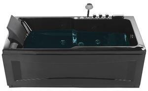 Vasca da bagno idromassaggio acrilico nero e Luci LED 169 x 81 cm sinistra Beliani