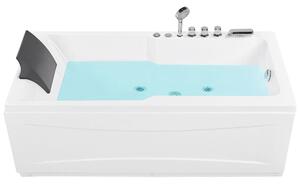 Vasca da bagno idromassaggio acrilico bianco e Luci LED 169 x 81 cm sinistra Beliani