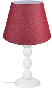 DecHome Lampada da Tavolo Stile Moderno in Legno e Tessuto Base Quadro e Paralume Rosso Attacco E27 60W Dimensioni 30x22 cm - Laguna