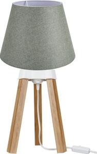 DecHome Lampada da Tavolo Stile Moderno in Legno e Tessuto Base MDF con Paralume Conico Attacco E27 Dimensioni 15.5x22.5 cm colore Verde - Piko