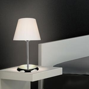 DecHome Lampada da Tavolo Stile Moderno in Metallo con Paralume Tessuto Attacco E27 60W Dimensioni 25x39 cm colore Cromo e Bianco - Elva