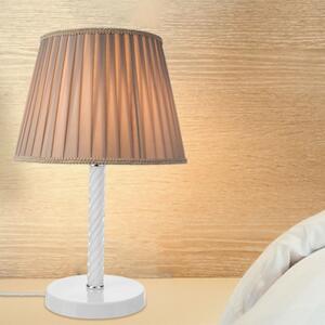 DecHome Lampada da Tavolo Stile Moderno in Vetro Stelo con Paralume Tessuto Attacco E27 On/Off Dimensioni 25x18,5 cm colore Bianco - Piray