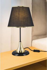 DecHome Lampada da Tavolo Stile Moderno in Metallo Paralume in Tessuto Oro Attacco E27 Dimensioni 25x42 cm colore Nero - Arden