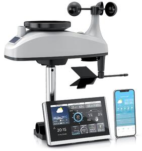 Stazione meteorologica wireless Brandson con sensore esterno e display a colori, stazione meteorologica wireless, 7 in 1, Wi-Fi, controllo tramite app Tuya Smart Life, temperatura, umidità, pressione atmosferica, previsioni del tempo