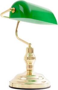 Globo Lampada da Tavolo Vintage in Metallo Ottonato e Vetro colore Verde - 2491 Antique