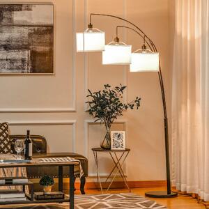 DecHome Lampada da Terra ad Arco Moderna base in Marmo 3 Luci Paralume in Tessuto Piantana colore Nero