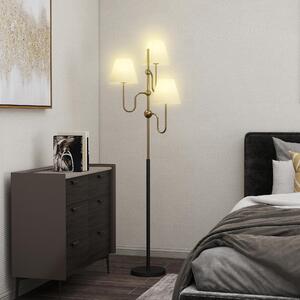 DecHome Lampada da Terra Alta 165 cm con 3 Punti Luce e Interruttore a Pedale Attacco E27 Max 40W colore Oro