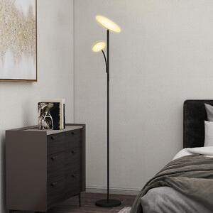 DecHome Lampada da Terra con 2 Punti Luce Regolabile a 4 Livelli Temperatura 2700K-6500K e Telecomando colore Nero