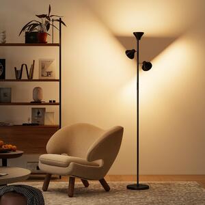 DecHome Lampada da Terra con 3 Teste Regolabili Indipendenti, Telecomando e Timer, in Acciaio e Plastica 25x170 cm colore Nero